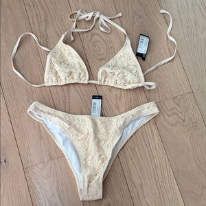 PrettyLittleThing Cream Lace Bikini